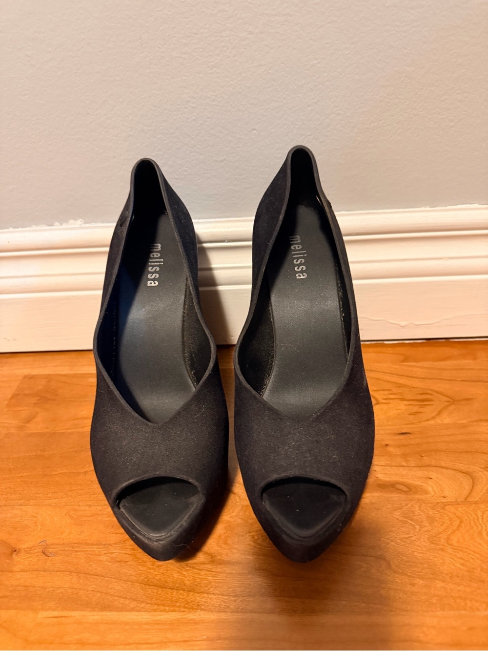 Melissa Black Peep-Toe Heels